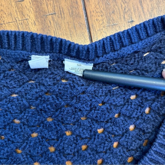 Moth from Anthropologie Navy Blue Open Weave Sweater, Size Small - Picture 6 of 6